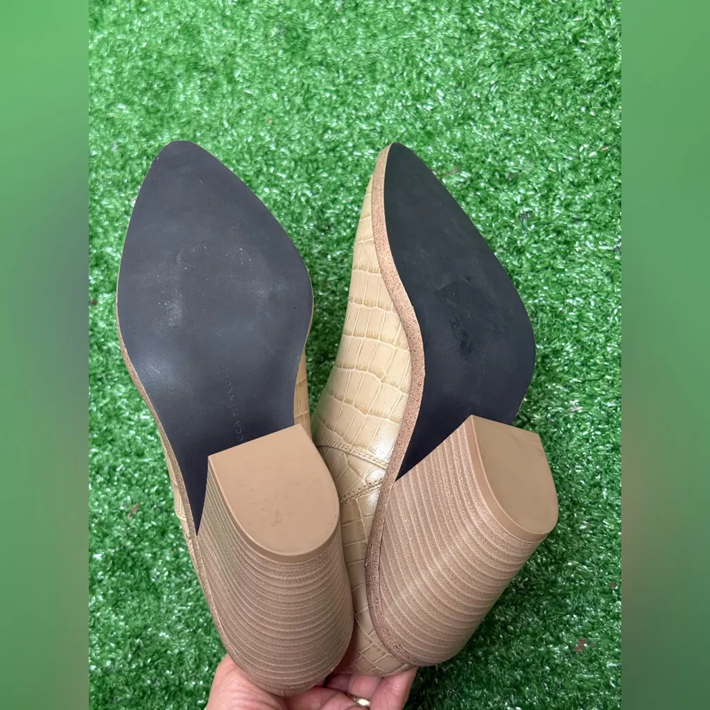 Rebecca Minkoff Sabana Bootie Croc Embossed Cream Leather Ankle Boots Size 9 - Image 10