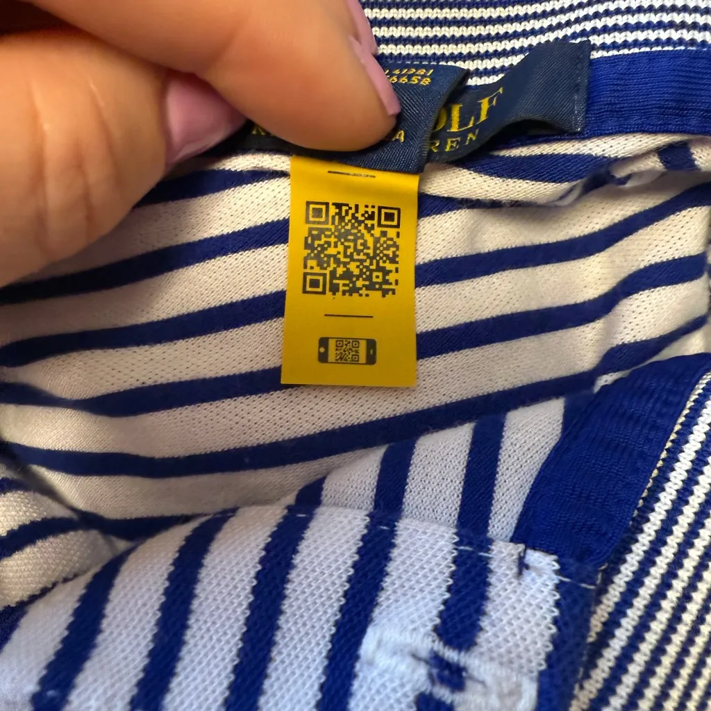 Polo Golf Ralph Lauren Womens M Performance Blue Art Stripe Floral - Image 11