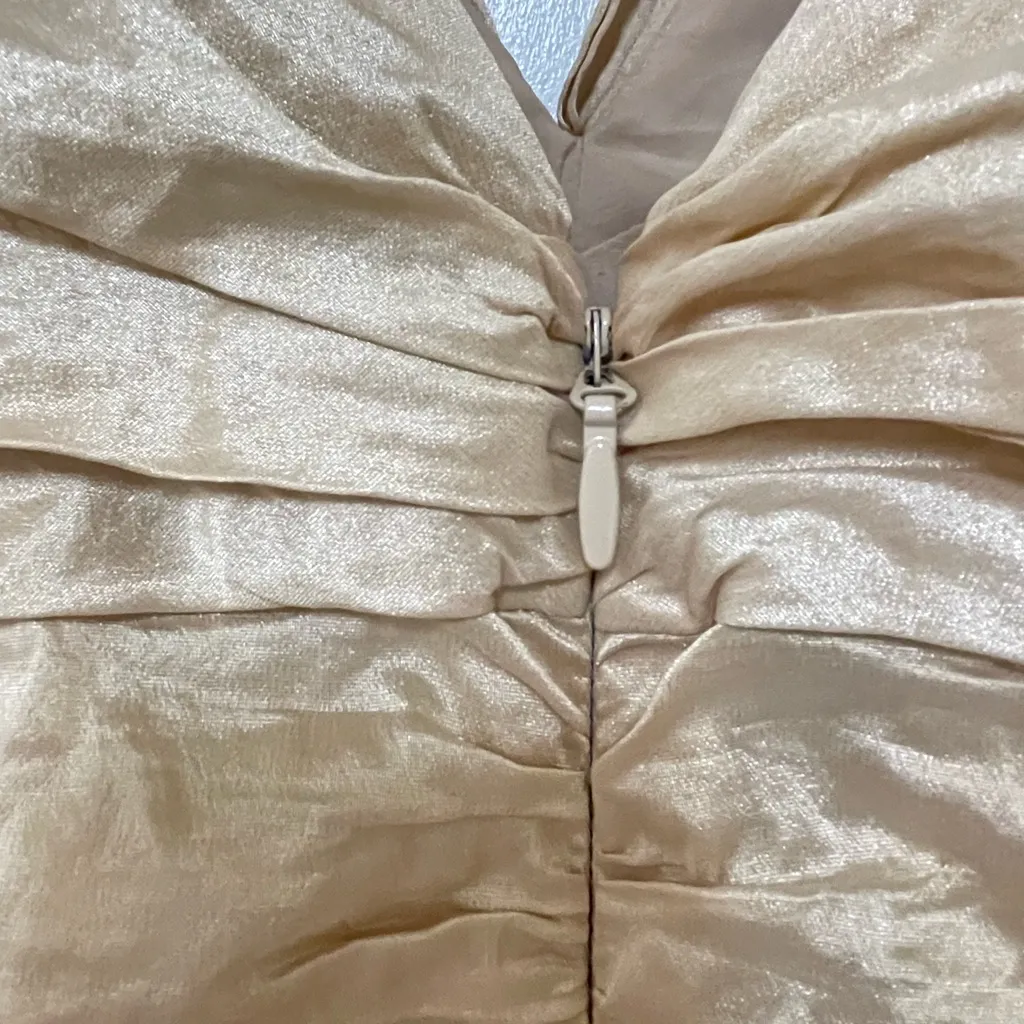 bcbgmaxazria Cocktail Mini Dress In‎ Champagne Nude Women Size 4 Ruched Bow - Image 8