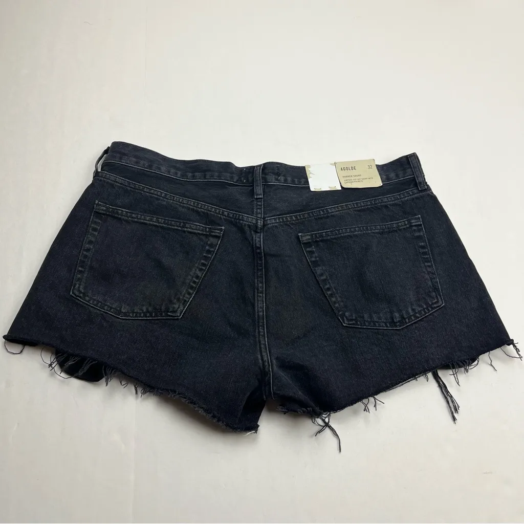 Agolde Parker Short‎ Black Denim Jean Cut Off Womens Size 32 Exposed Pockets NEW - Image 10