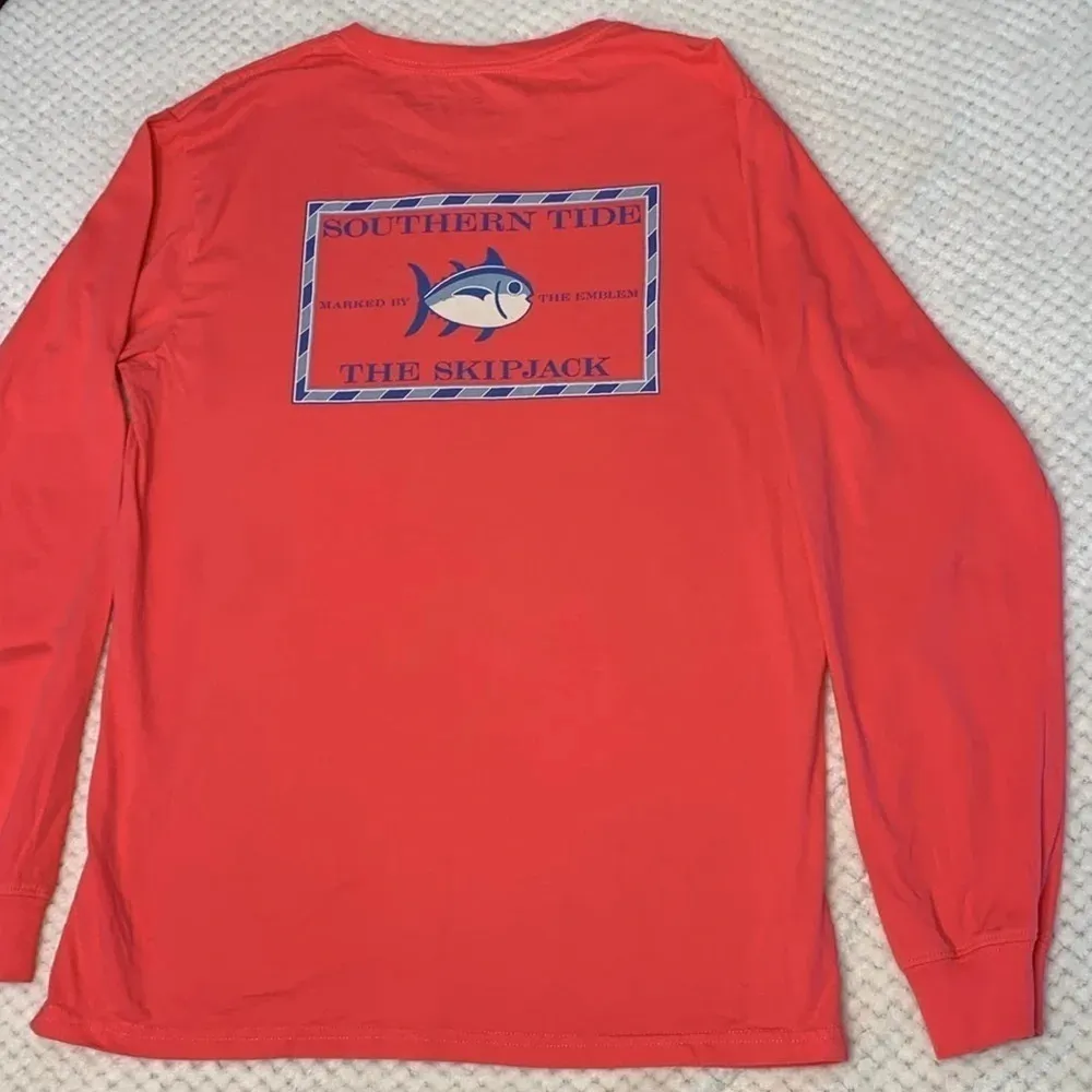 Peach Southern Tide The Shipjack long sleeve sz M ocean vacation comfy casual - Image 7
