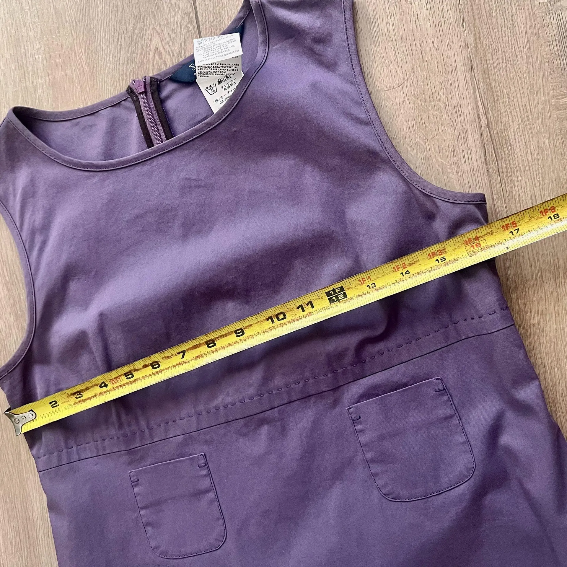 S Max Mara Sleeveless Purple Cotton Shift Midi Dress Size 8 - Image 6