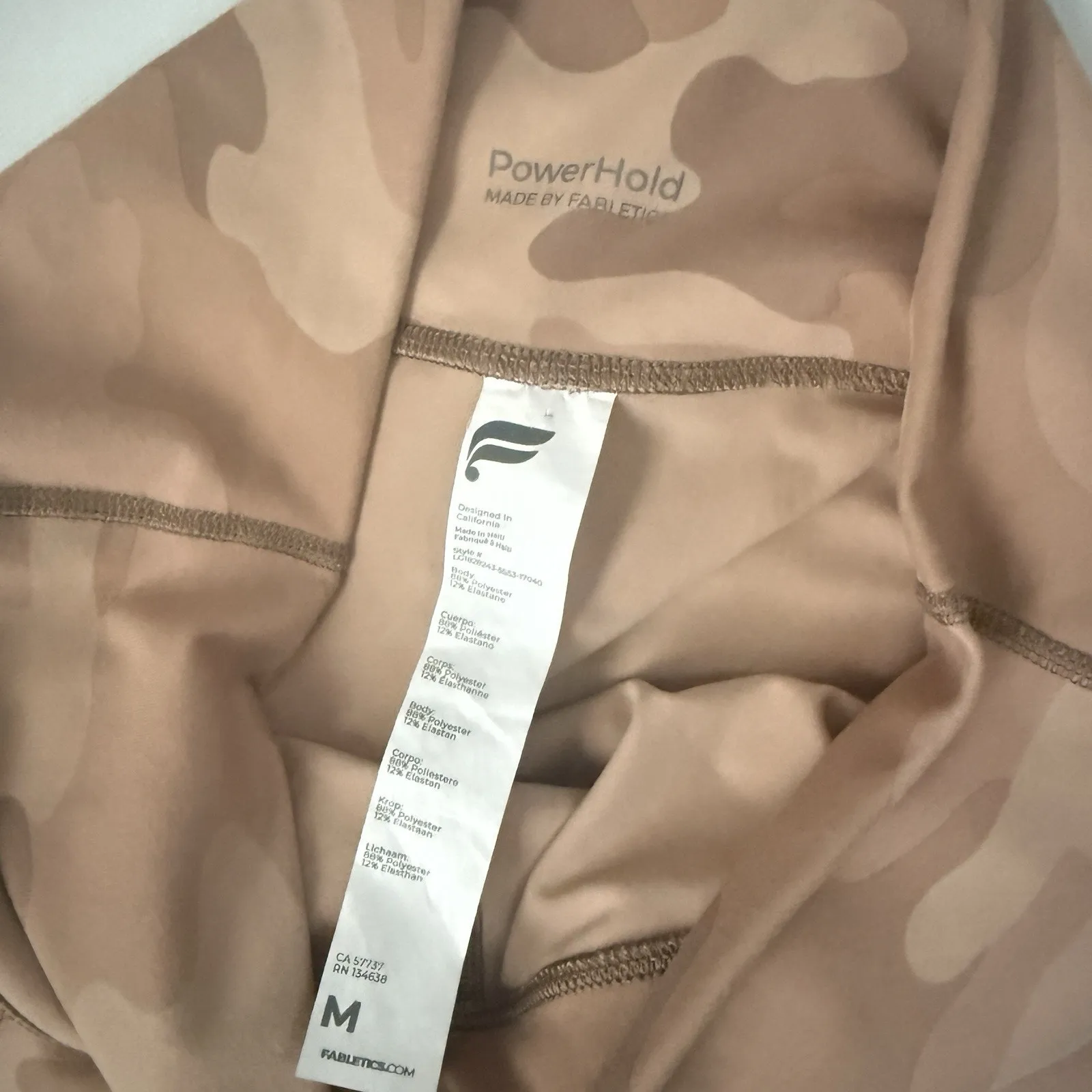 Fabletics Powerhold Camo Mid Rise 7/8 Gym Workout Running Lounge Leggings M - Image 4