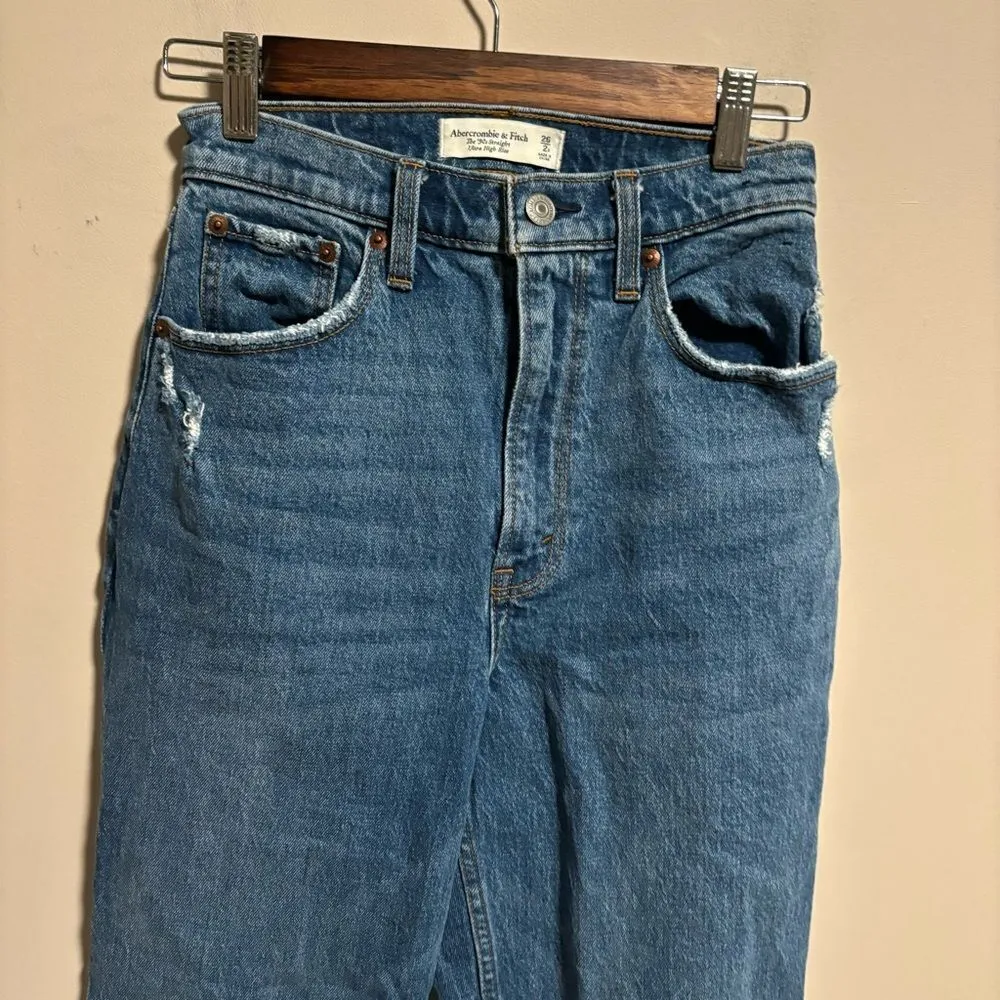 Abercrombie & Fitch Curve Love Ultra High Rise 90s Straight Jean- Size 2 (26R) - Image 6