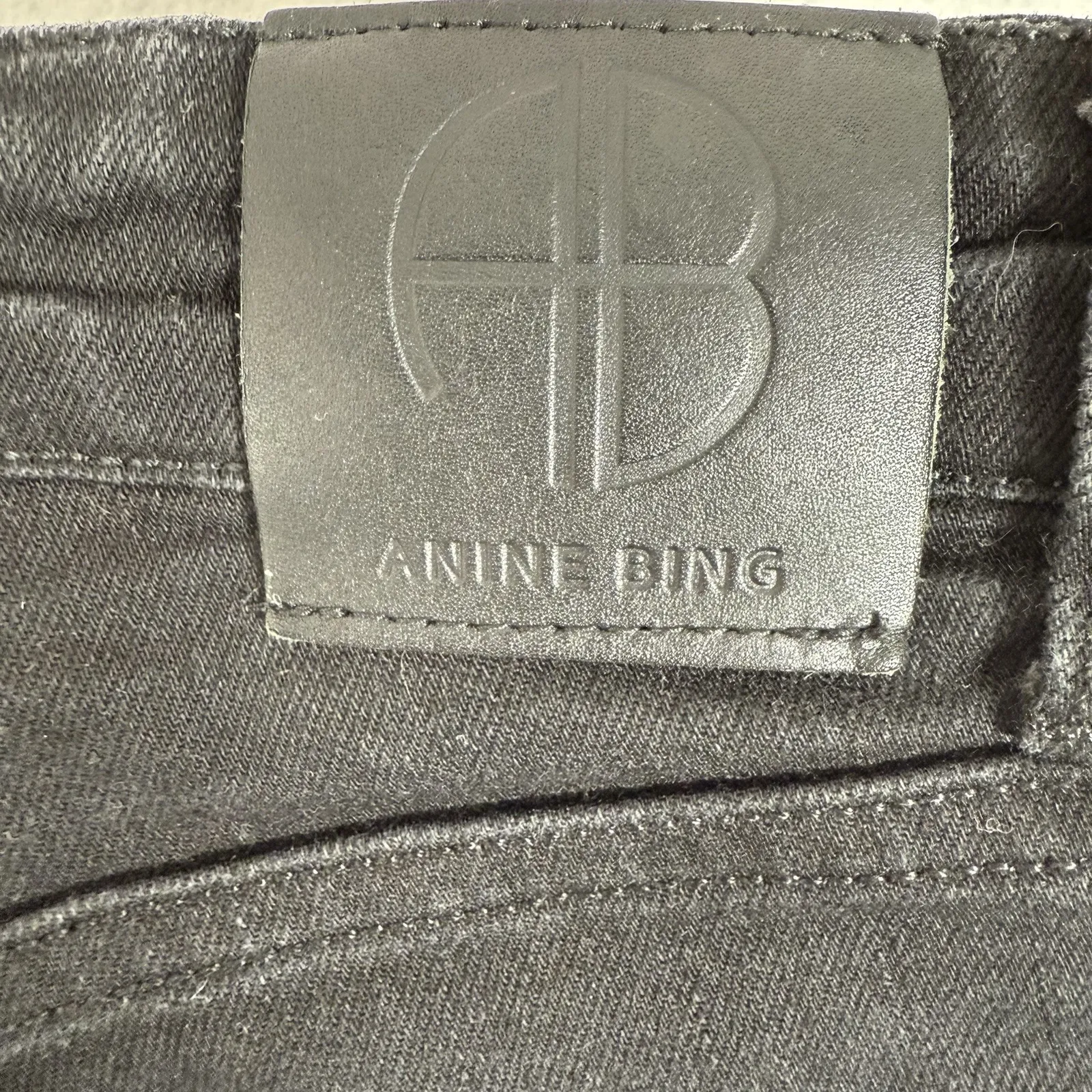 Anine Bing Jeans Womens 28 Black Raw Hem Straight Leg Cropped Mid Rise - Image 7