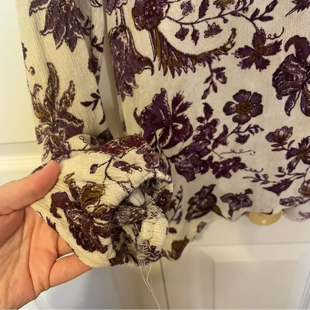 Women’s Daytrip Purple and Cream Floral Blouse - Image 3