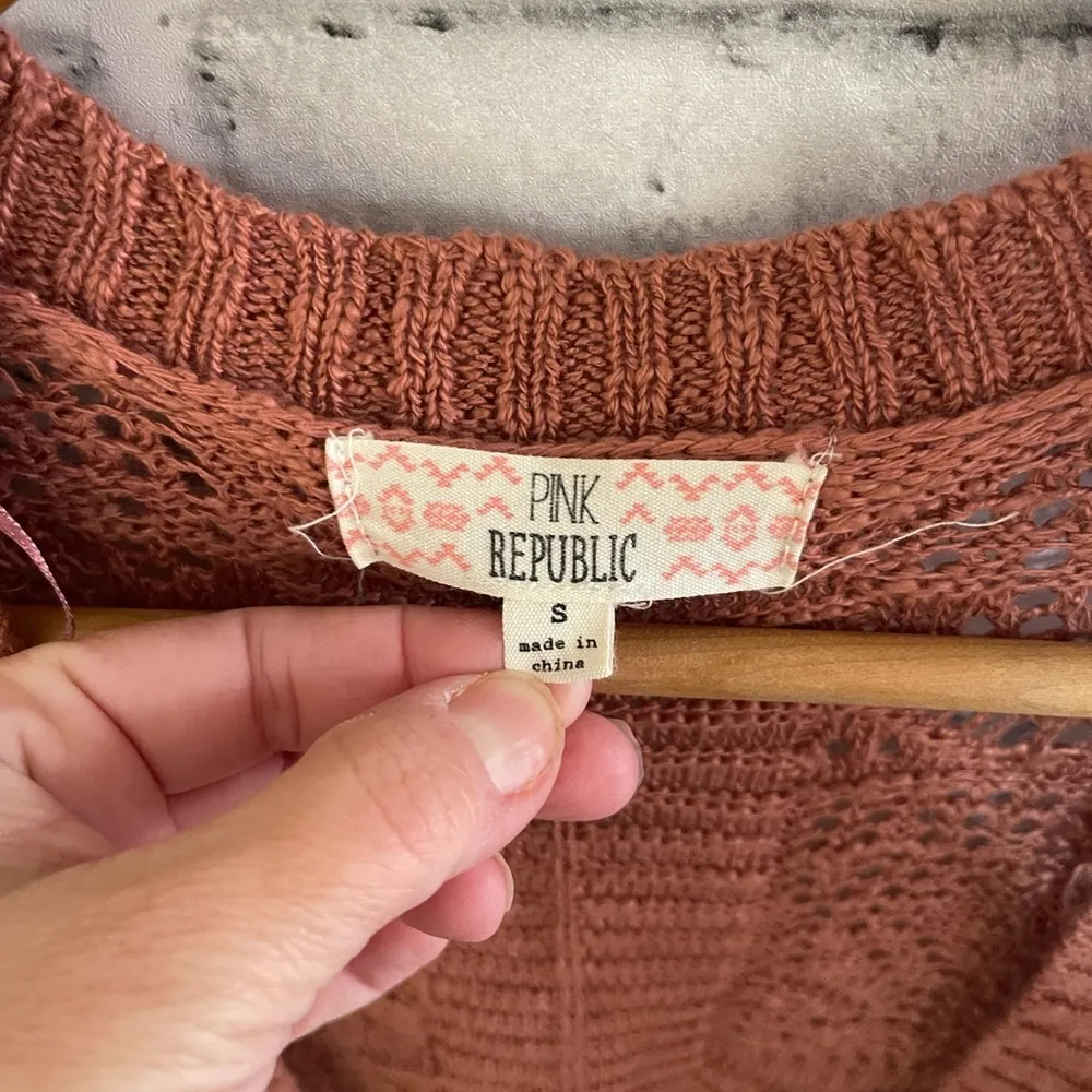 Women’s Pink Republic pinkish orange open front/knit half sleeve cardigan Small - Image 3