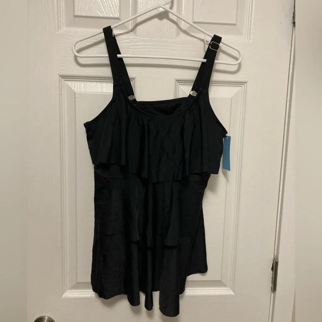 Younique Black Tiered Ruffle Tankini Size 16W - Image 2