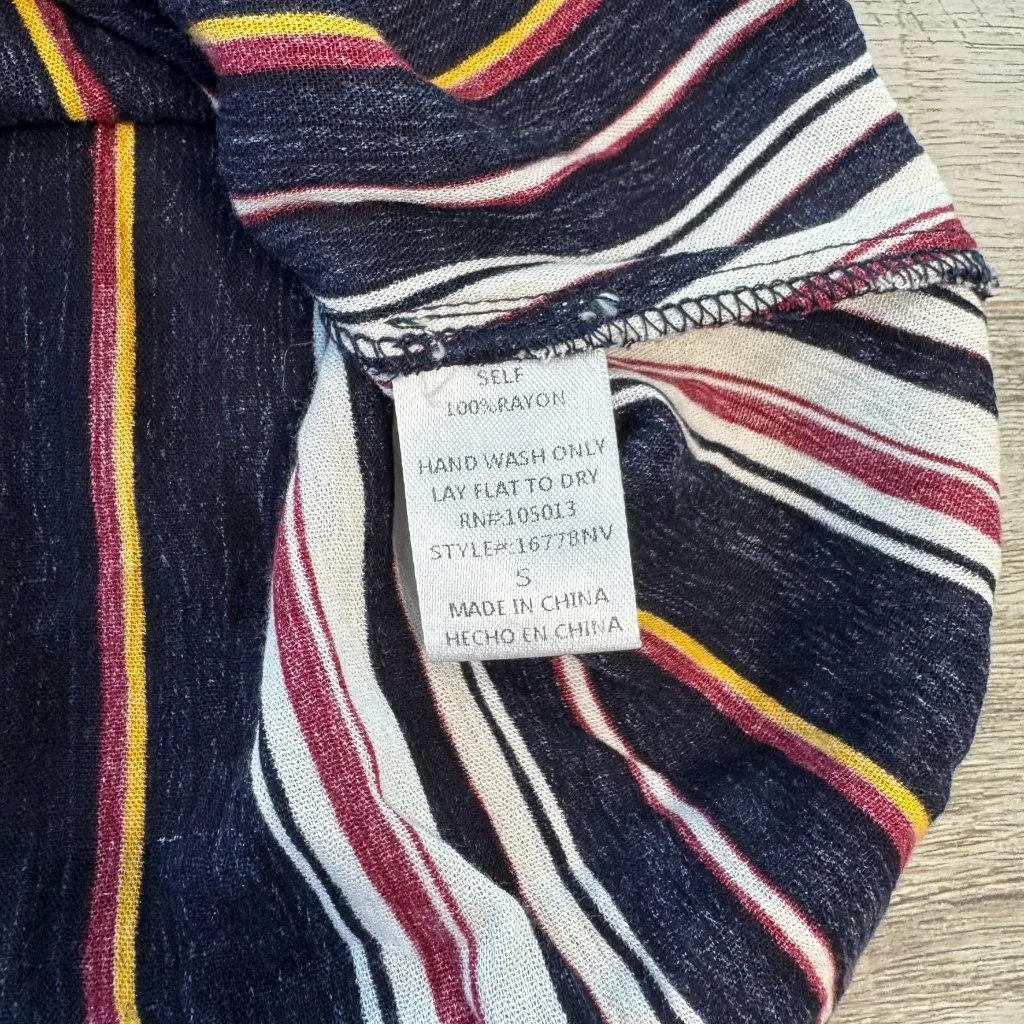 Savanna Jane Black Stripe Floral Embroidered Halter Style Top K27 - Image 5