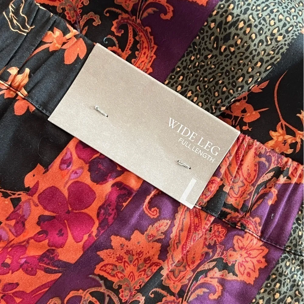 SOFT SURROUNDINGS Curio Wide Leg Full Length Floral Print Pants Size L NEW - Image 5