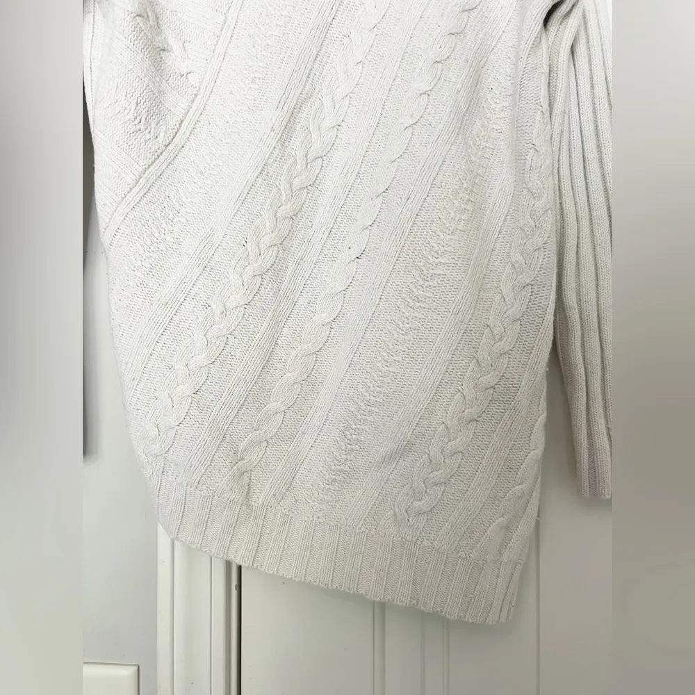 Milly  Asymmetrical Cable Knit Turtleneck Sweater - Image 6