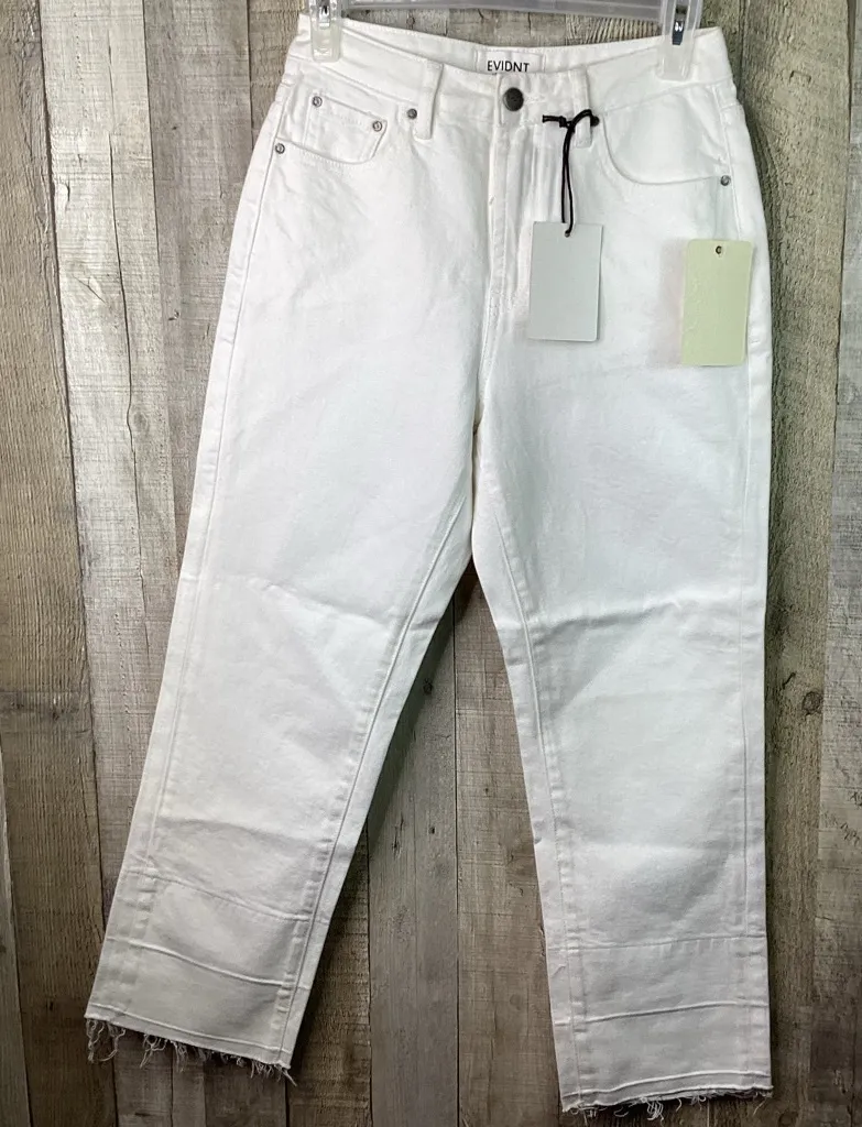 EVIDNT Los Angeles Size 25 Essen Relaxed Cropped Ankle Raw Hem White Denim Jeans - Image 1