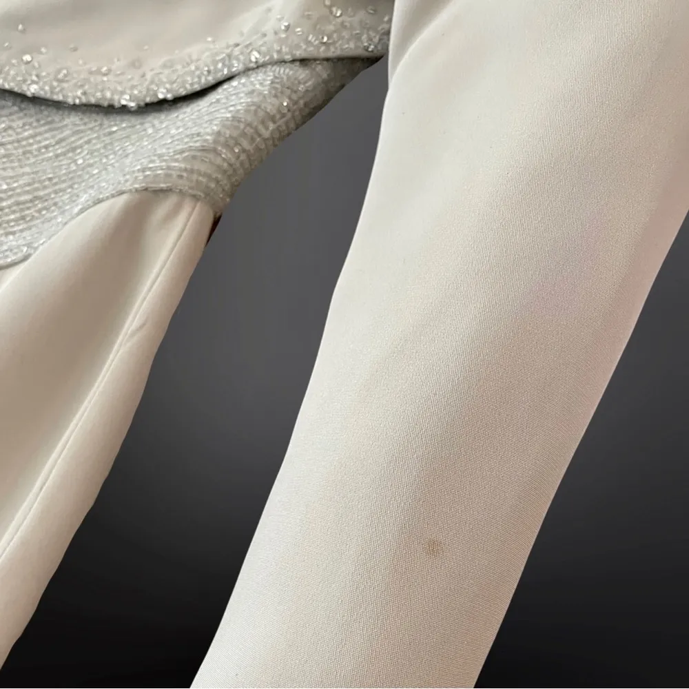 VINTAGE 1990s Stephen Yearick gown & bolero in light silver Size 0P - Image 10