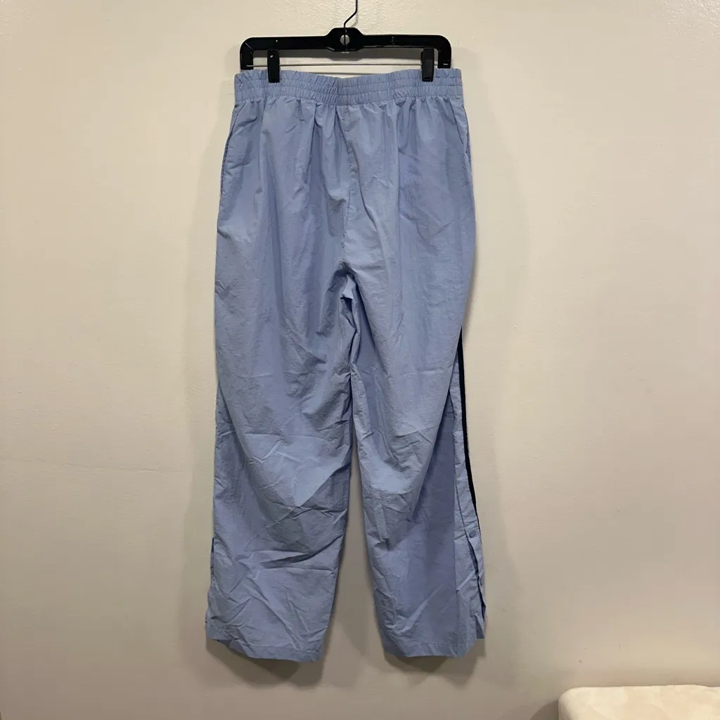 Light Blue Track wind Pants with Black Stripes 90s vintage retro size large! - Image 5