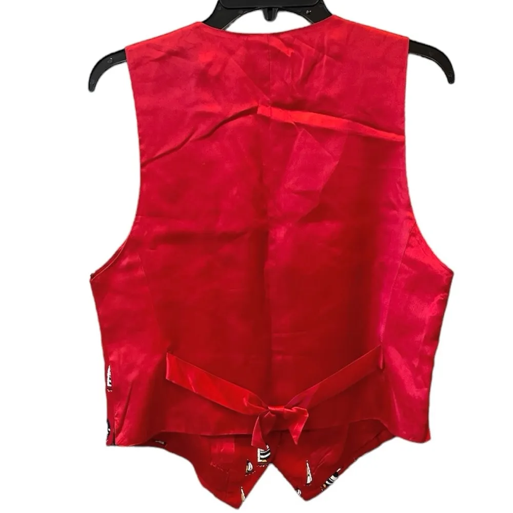 Vintage Liz Claiborne Vest Red Nautical Sailboat 4 6 S Small - Image 3