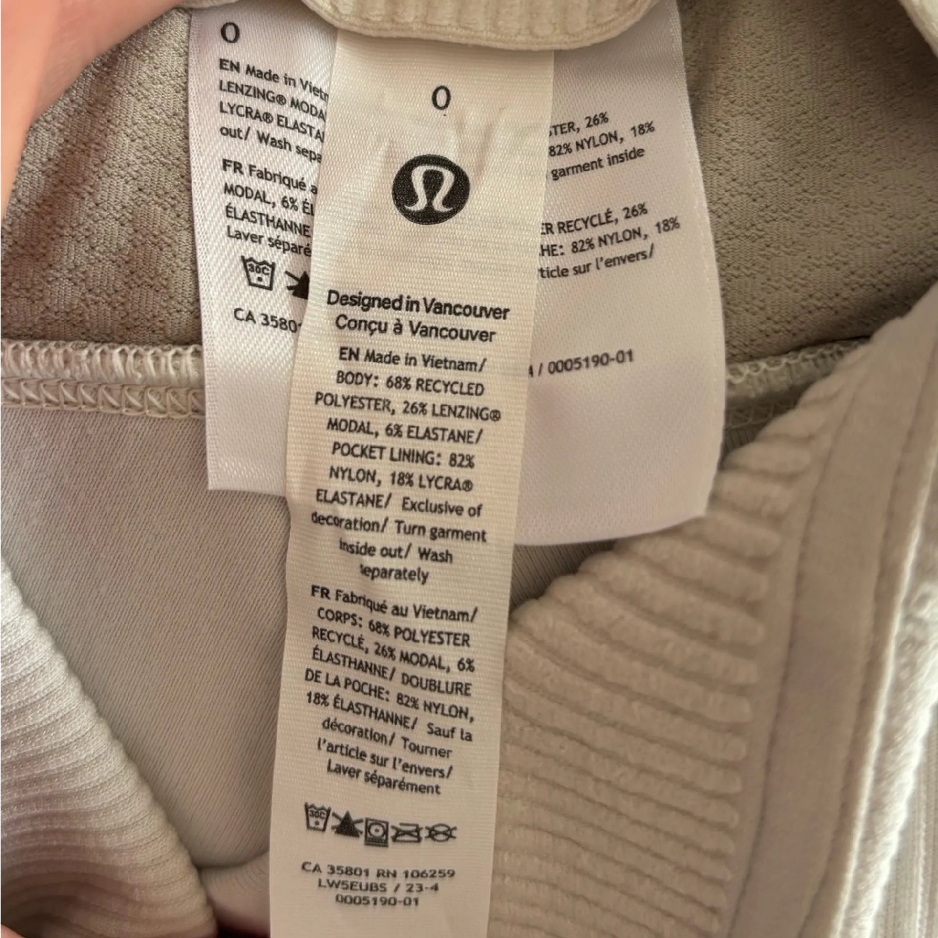 Lululemon  Ribbed Softstreme Zip-Leg High-Rise Cropped Pant Legging 25" in Bone - Image 12