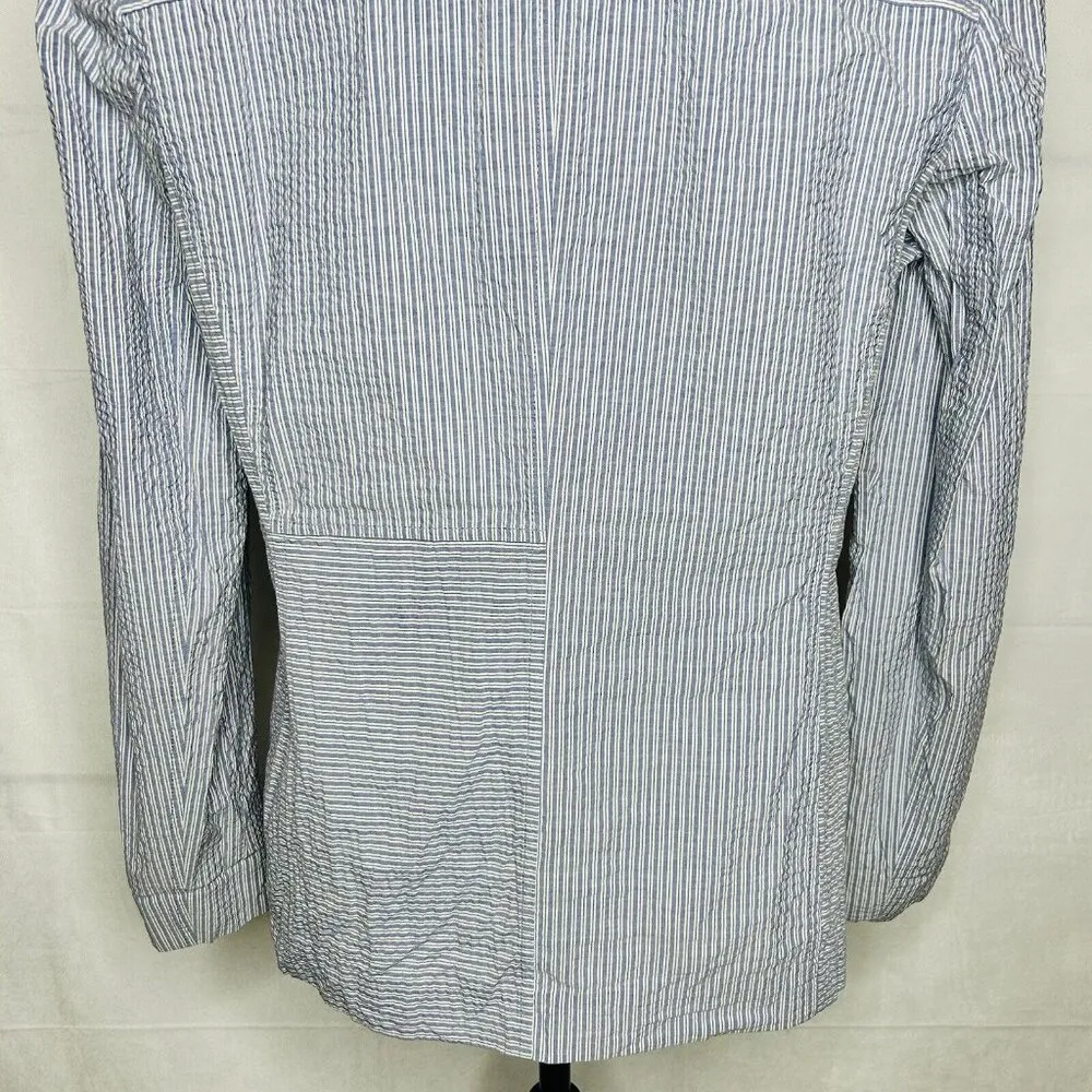 Layfette 148 Blue & White Striped Seersucker Blazer Women's Sz 14 - Image 9