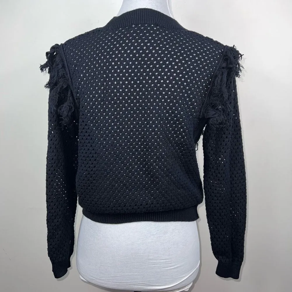 MNG Open Knit Mesh Fringe Embellished Sweater - Image 6