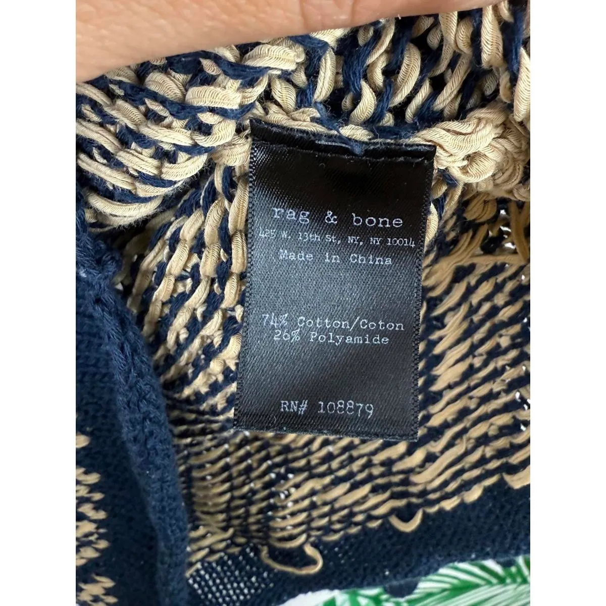 Rag & Bone Navy and Tan Chevron Pattern Long Sleeve Sweater - Size - XS - Image 4