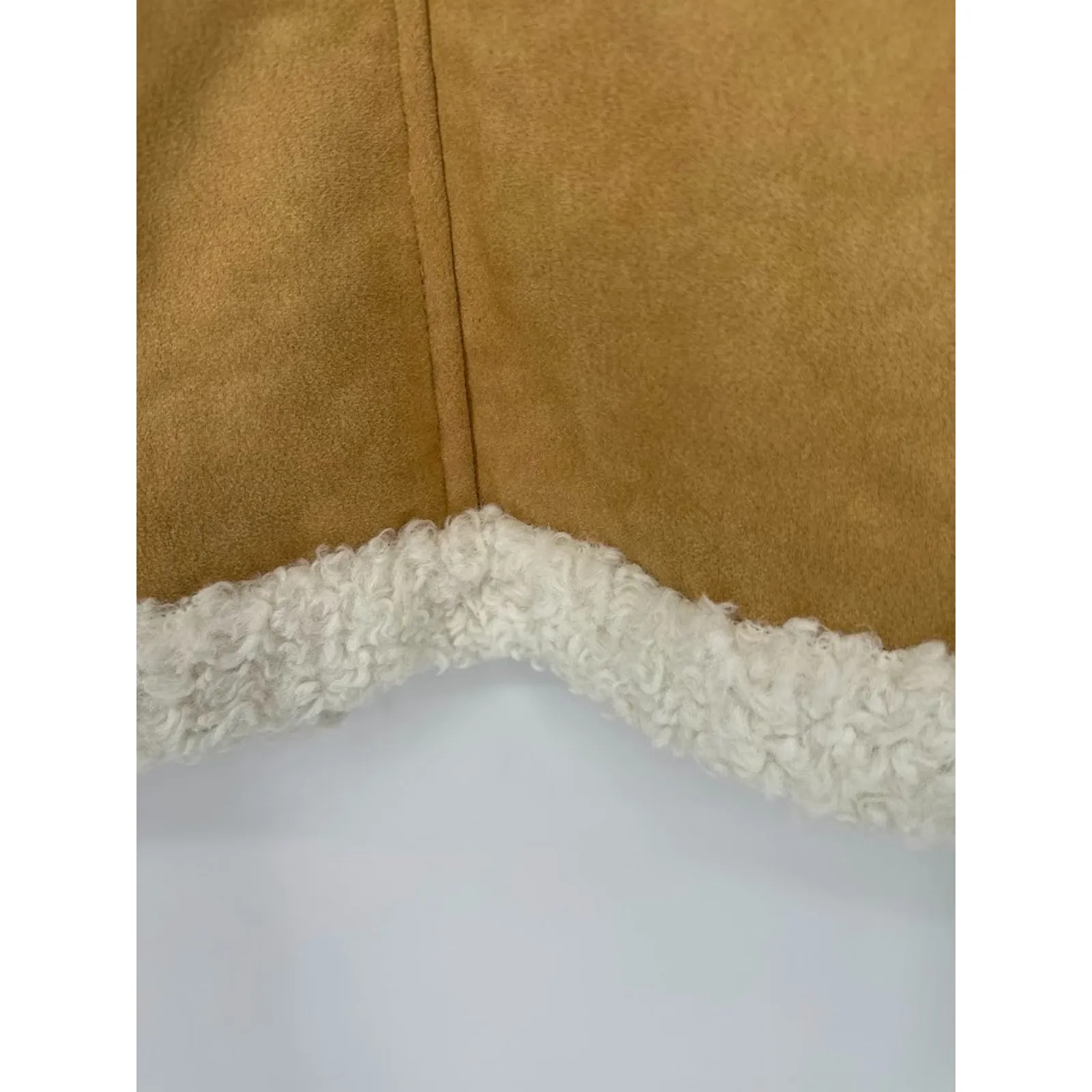 TUCKERNUCK Hyacinth House Tan Faux Suede Shearling Crosby Vest M Boho Western Brown Size M - Image 7