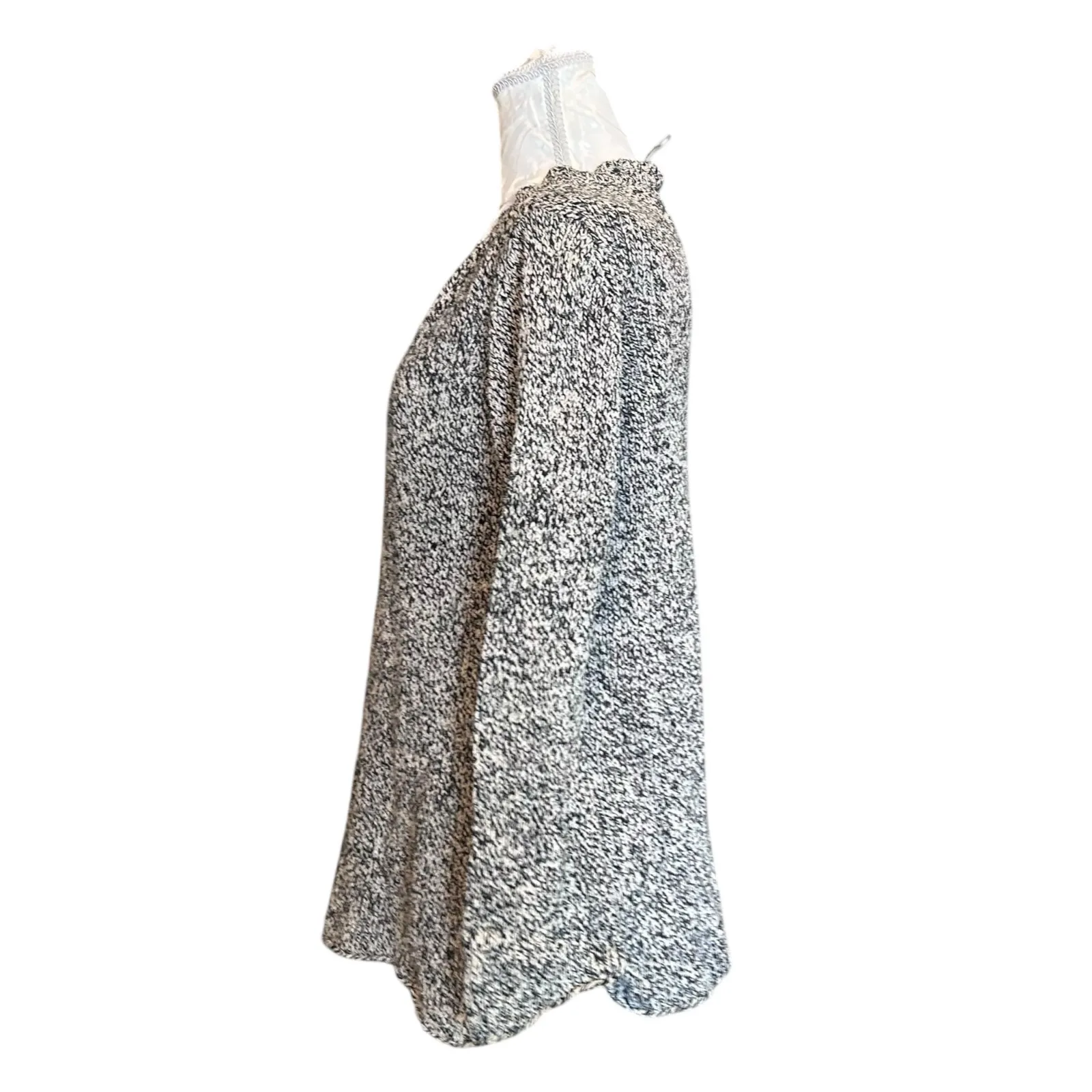 JJill Black White Marled Silk Sweater Womens Sz Small Plunging V Neck Loose Fit - Image 8