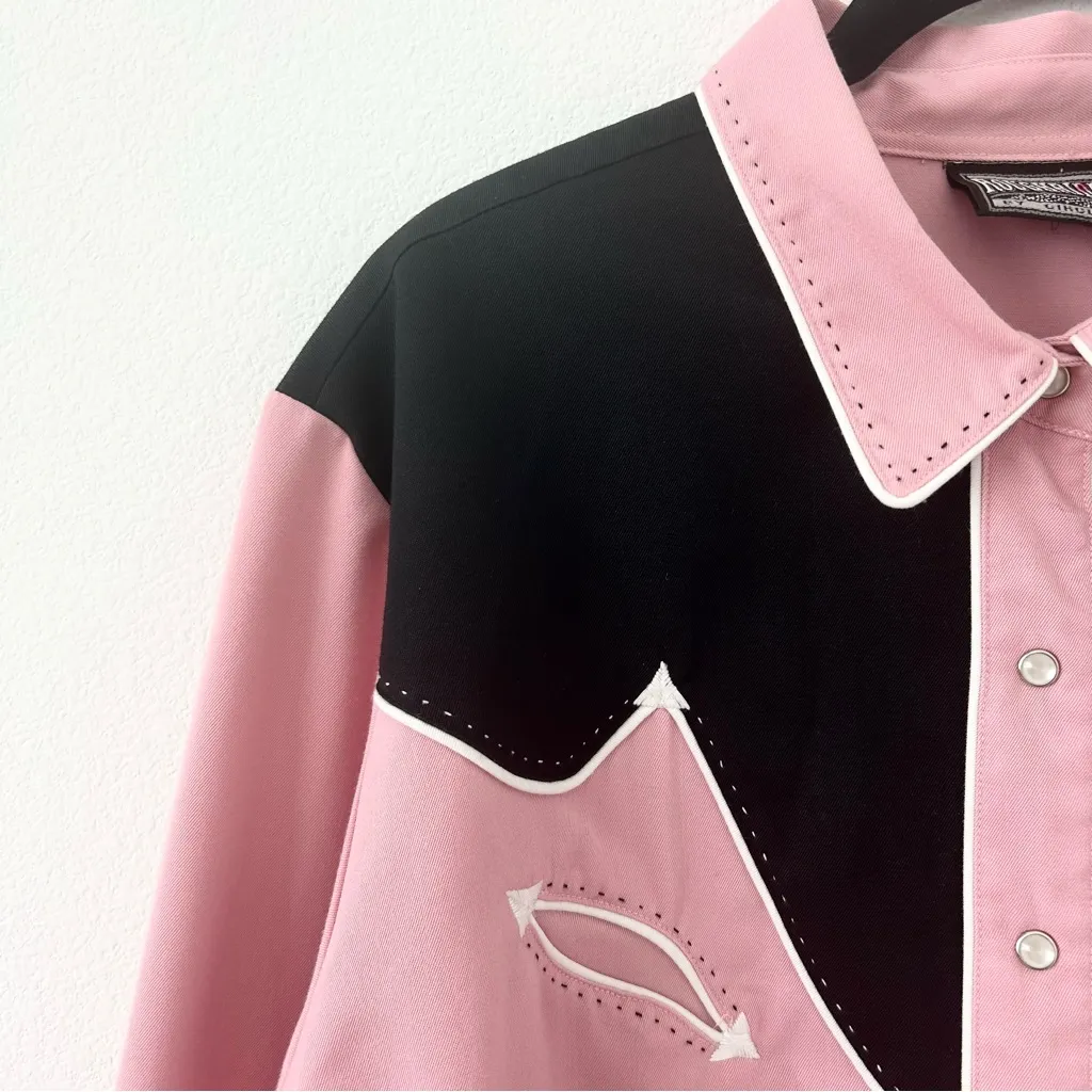 Vintage Roughrider by Circle T Pink Western Button Up Shirt Size M - Image 3