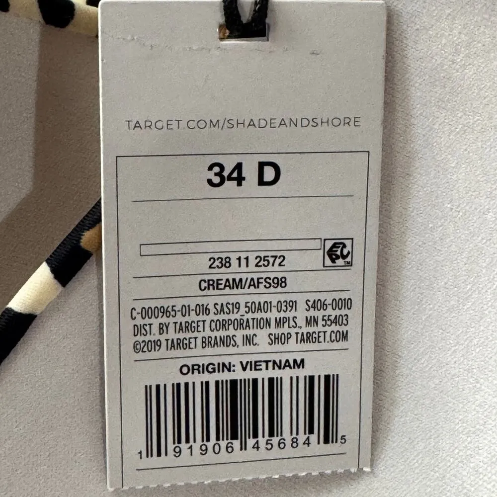 Shade & Shore 34D Bikini Top Swim Leopard Print Molded Cups Adjustable Stretch - Image 10