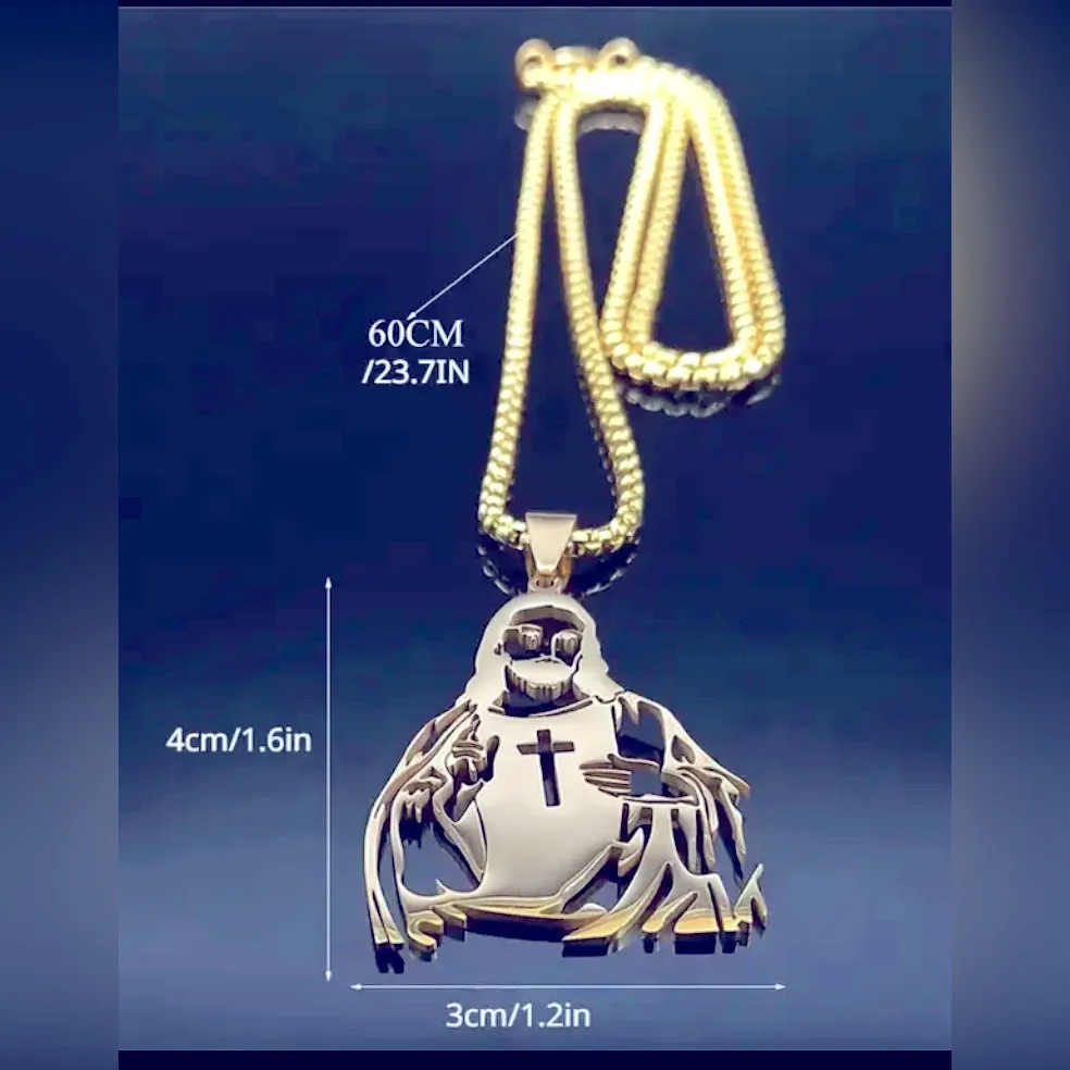 Stainless Steel Catholic Jesus Cross Pendant Necklaces Silver color - Image 2