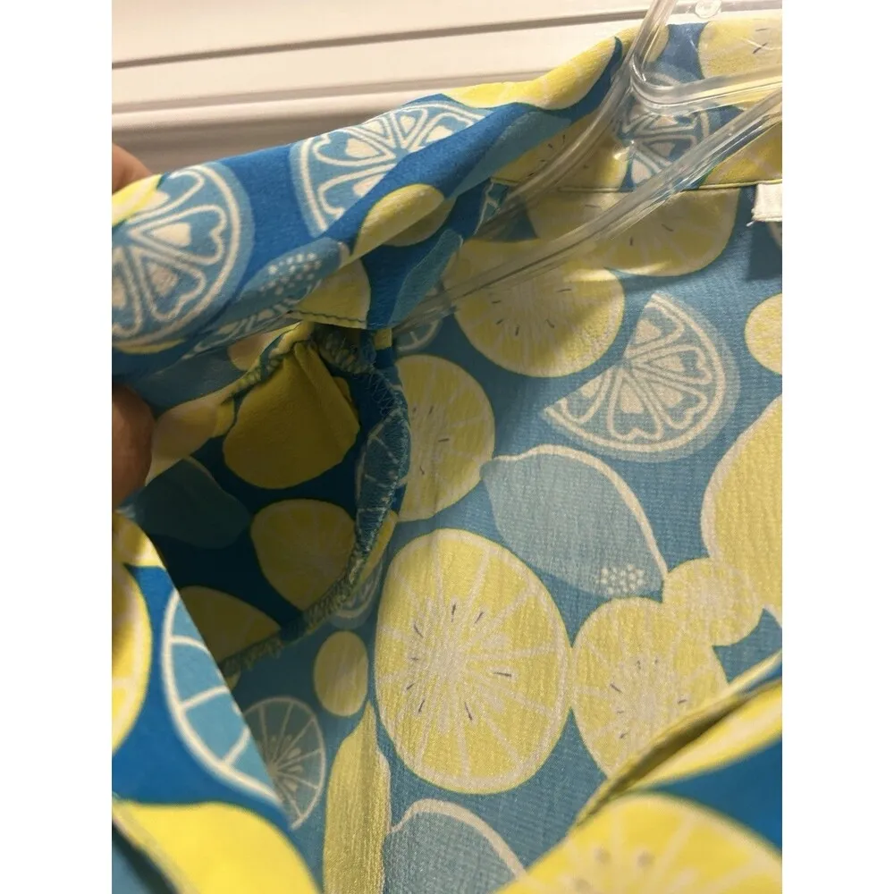 Vintage 1990’s Suits Me Women’s Silk Blouse Shirt Top Size Medium Lemons Fruit - Image 3