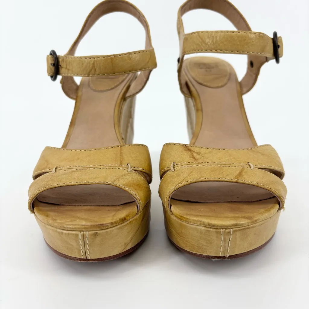 Frye Corrina Campus Wedge Platform Sandals Size 8.5 Yellow Leather - Image 3