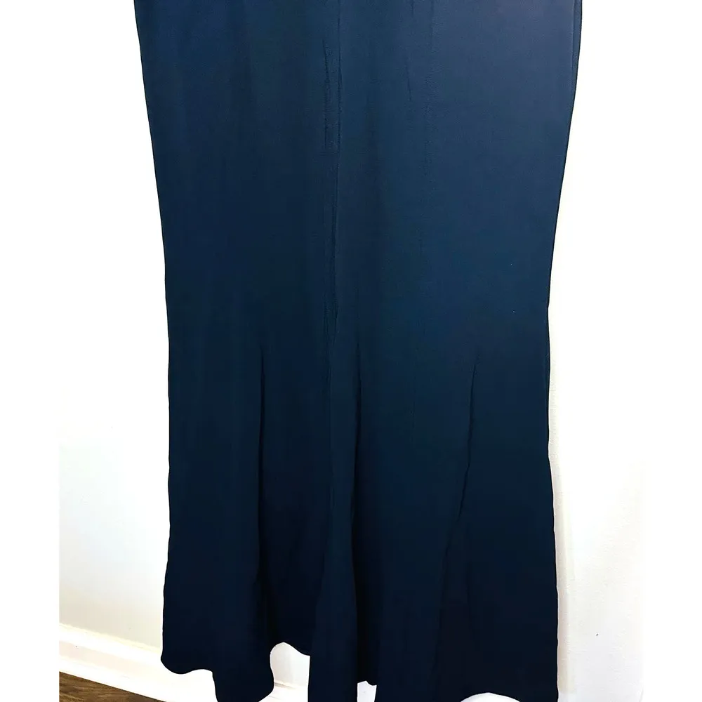 Theia Women's Blue Dramatic Lace Neck Formal Evening Deep Midnight Gown Size 4 - Image 11