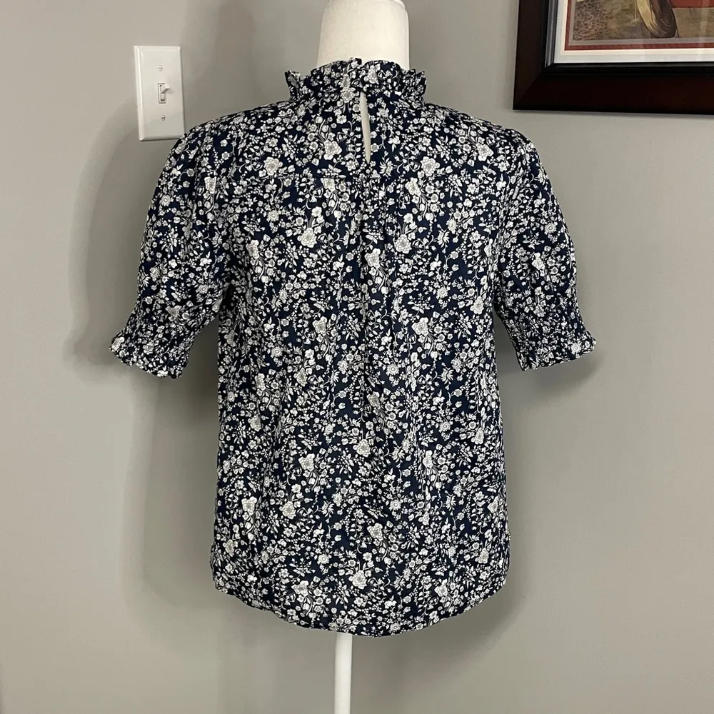 J. Crew Liberty Ruffleneck Keyhole Top Grace Emily Bell Fabric Floral Cottage XS - Image 4