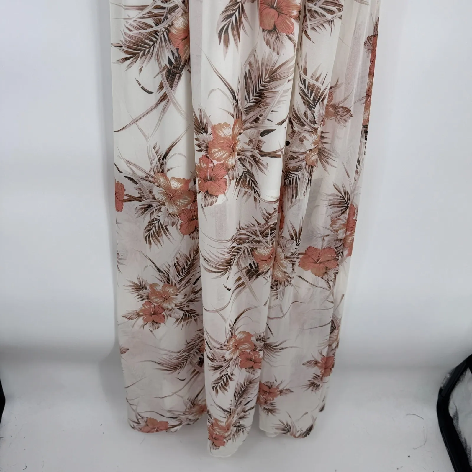 Baltic Born Maxi Dress Womens Small White Pink Tropical Flower Print Resortwear - Image 4
