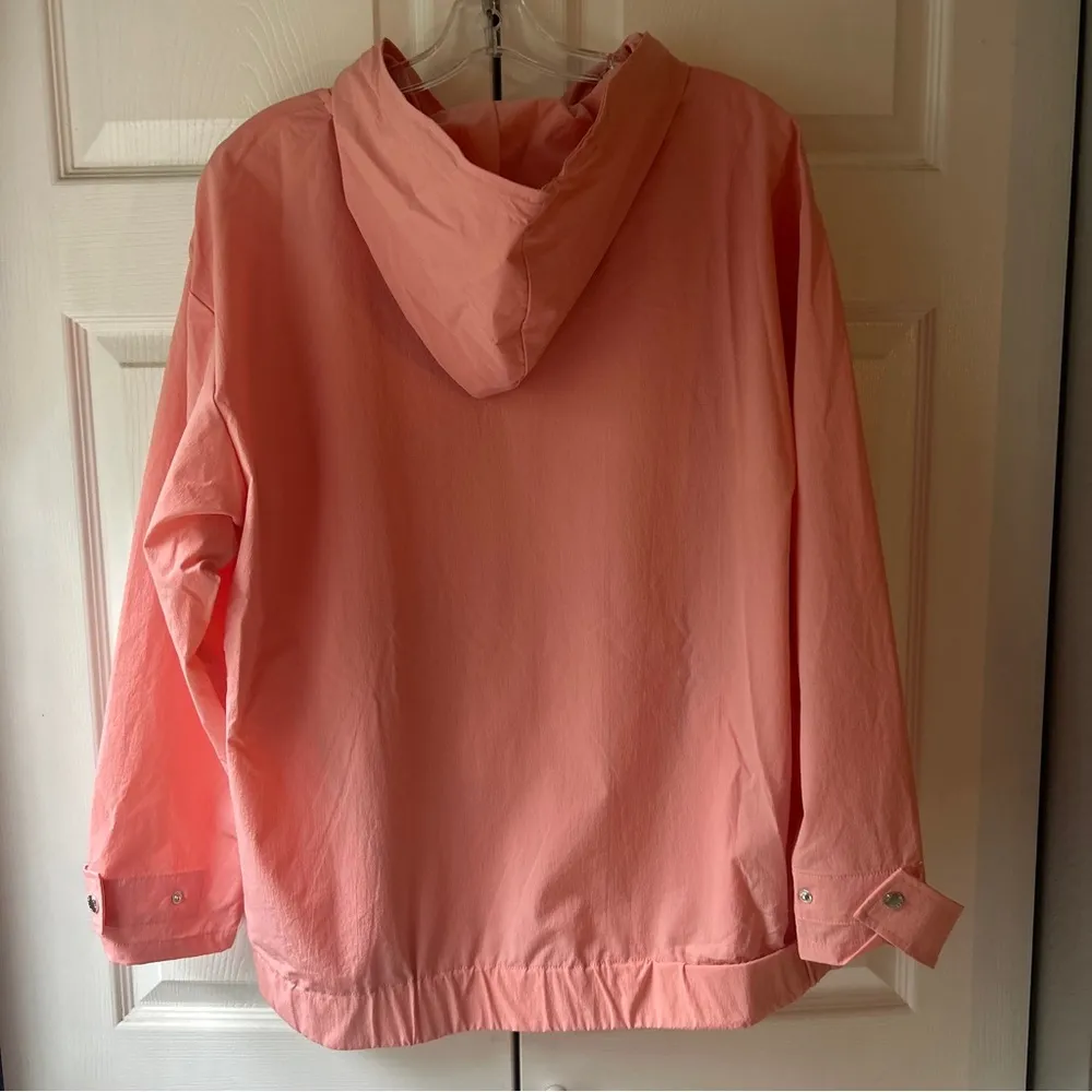 NWOT Juicy Couture Peach Ripstop Oversized Wind Hoodie Jacket Size Large Pockets - Image 8