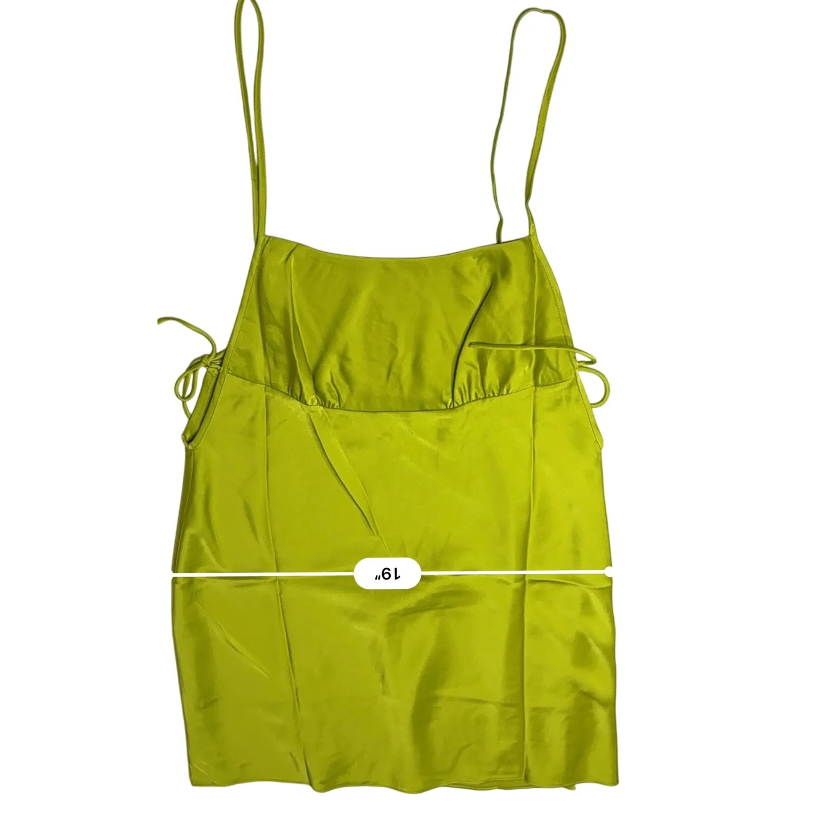 Rumored Meadow Mini Dress LARGE Square‎ Neck Green Satin Empire Cocktail NEW - Image 5