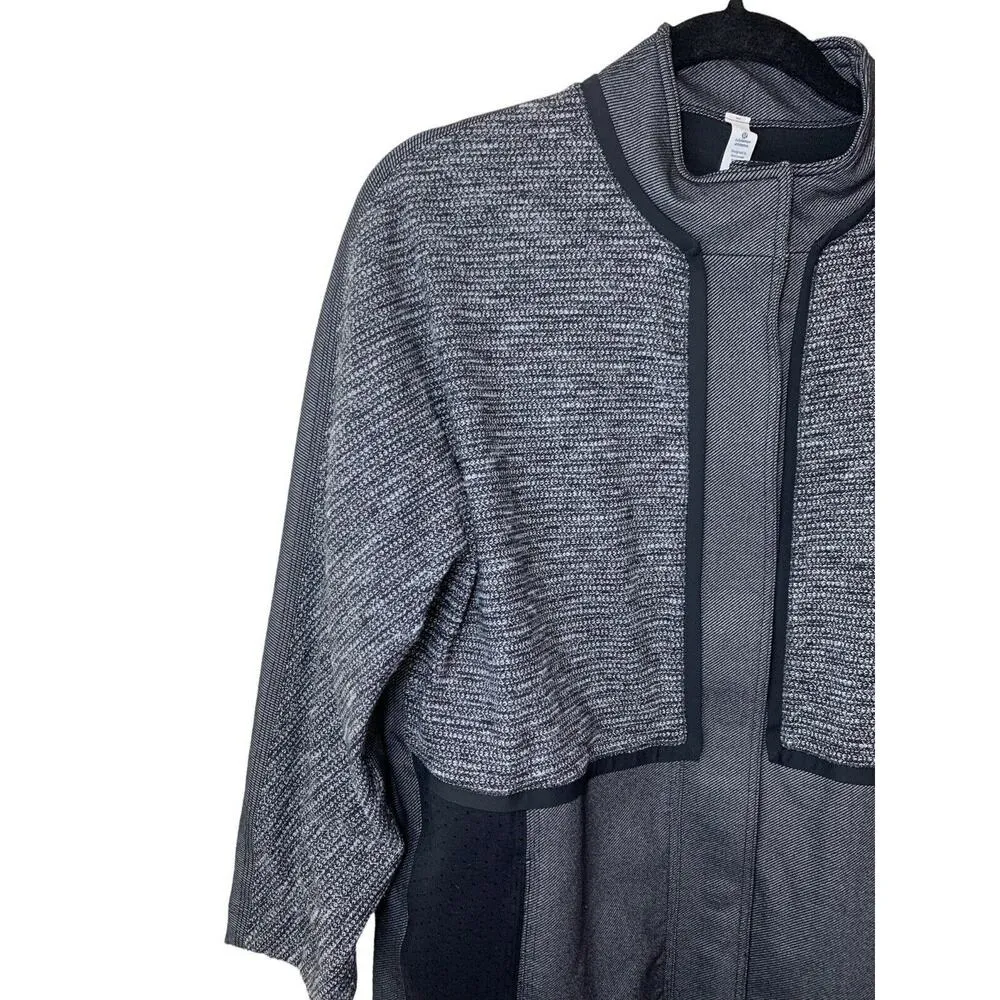 Lululemon  XS Cocoon Car Coat Black Grey Snaps Oversized Jacket Pockets - Image 7