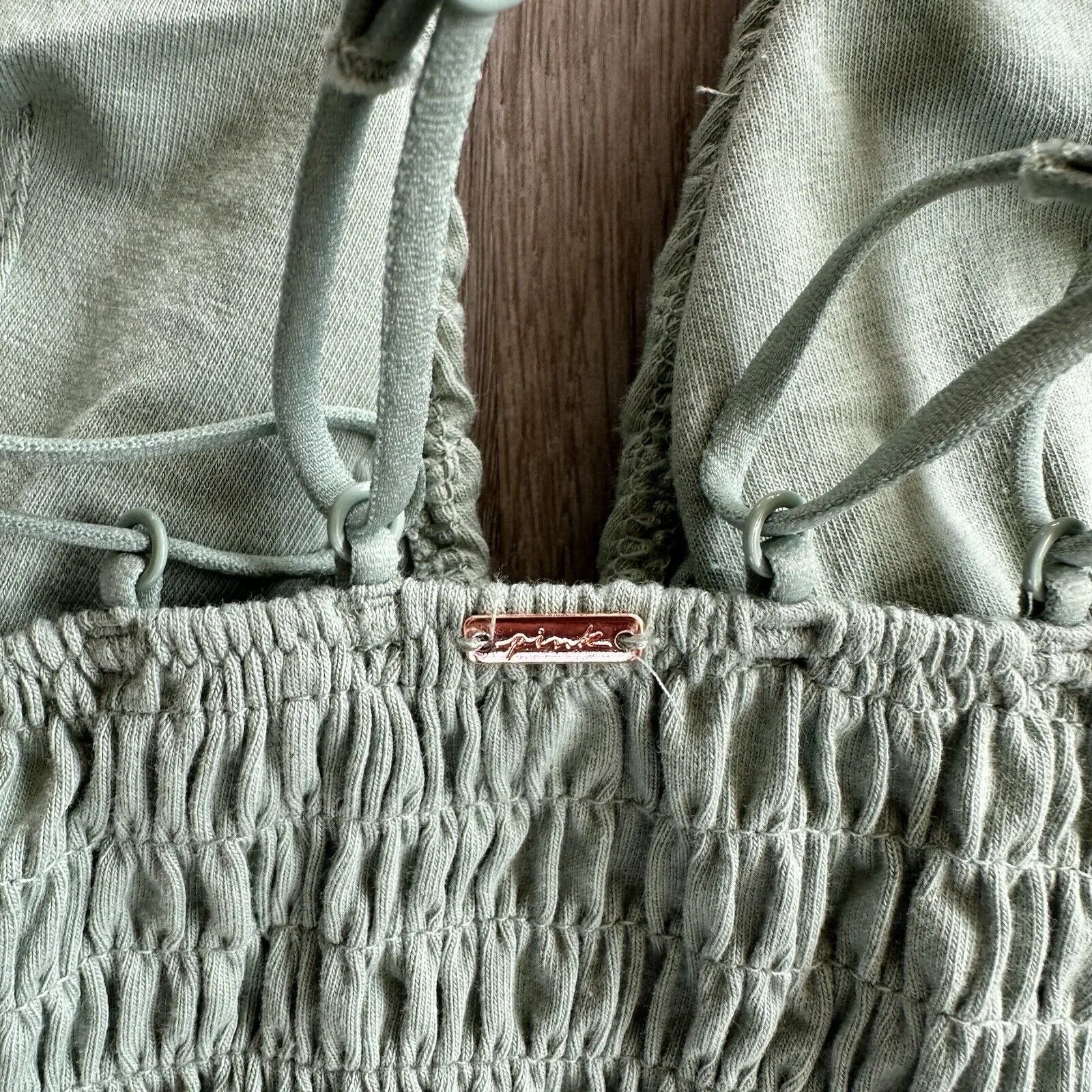 PINK Victoria’s Secret Strappy Ruched Bralette XS Green - Image 5