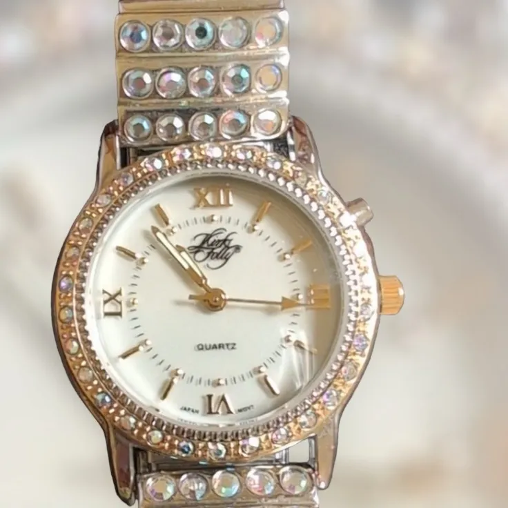 Kirks Folly Quartz Woman‘s Gold Tone Iridescent Stone Embellished Stretc… Blue - Image 2