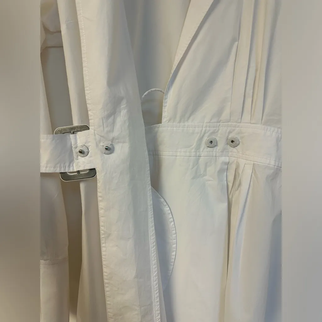 L'Academie Musea Belted Poplin Midi Dress in White‎ Sz L - Image 6