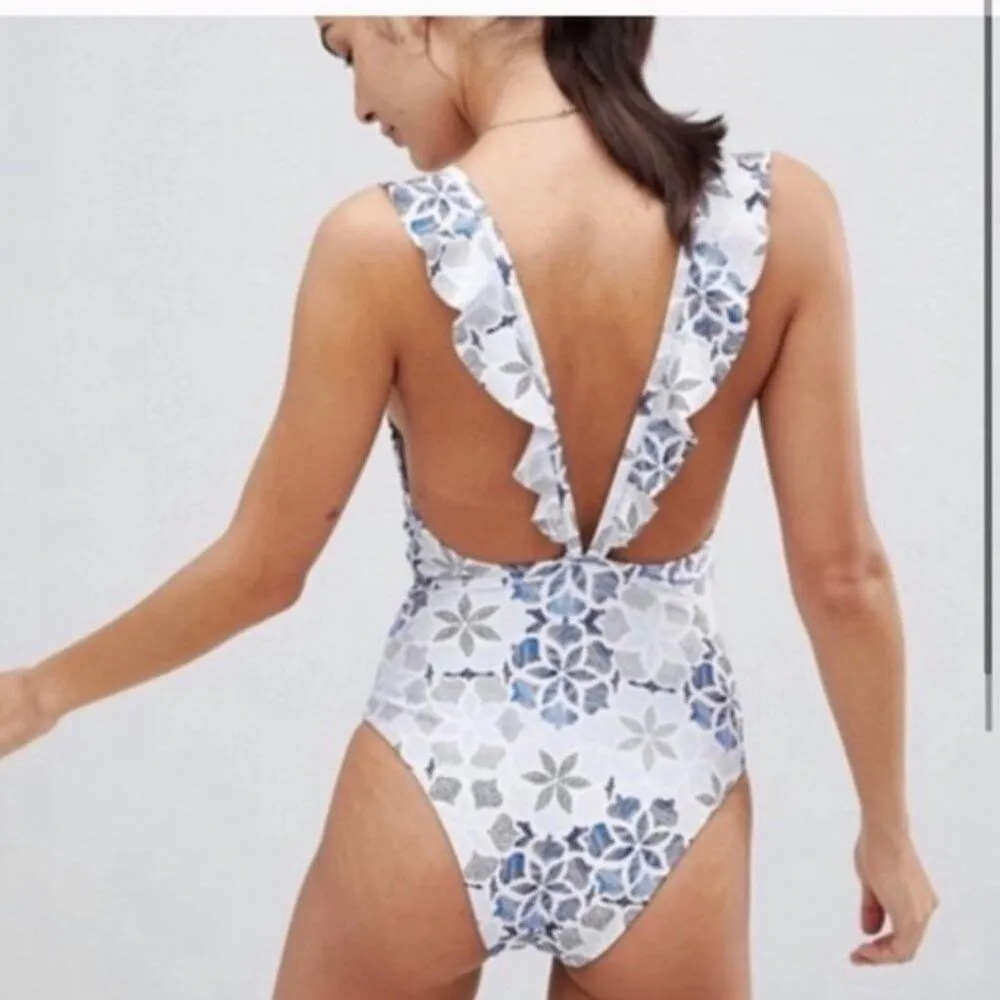 NWT Somedays lovin floral ruffle high leg swimsuit - Image 2