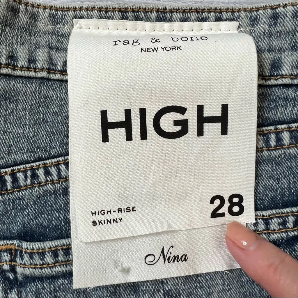 Rag & Bone Nina High-Rise Skinny Jeans in Mid Indigo Size 28 - Image 4
