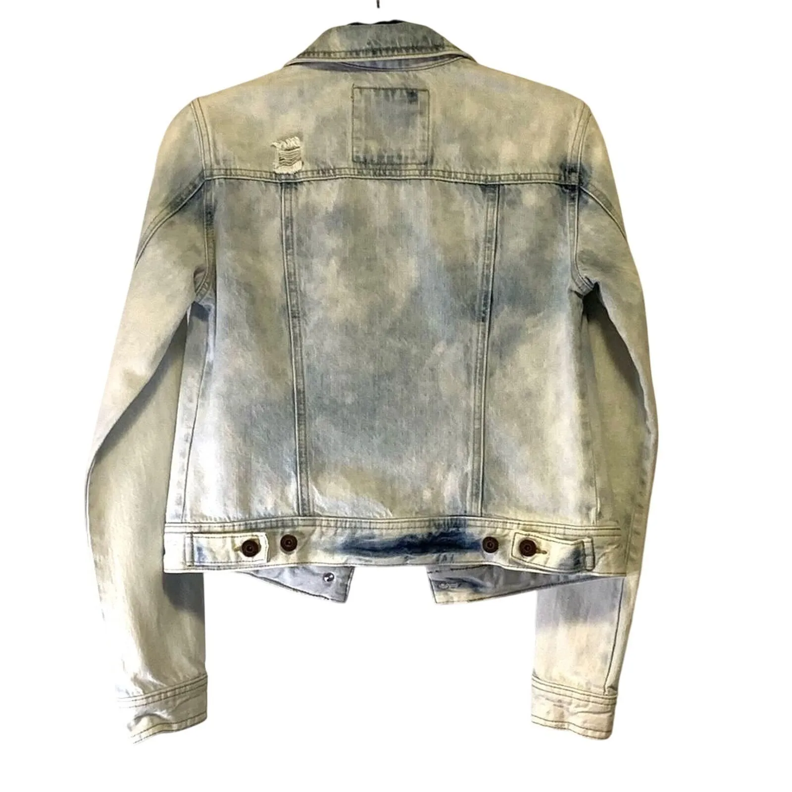 Mudd Jacket Junior Distressed Long Sleeve Button Down Acid Wash Denim Jean Med # - Image 3