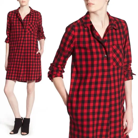 Madewell Latitude Buffalo Check Flannel Shirtdress. Size XXS. - Image 2