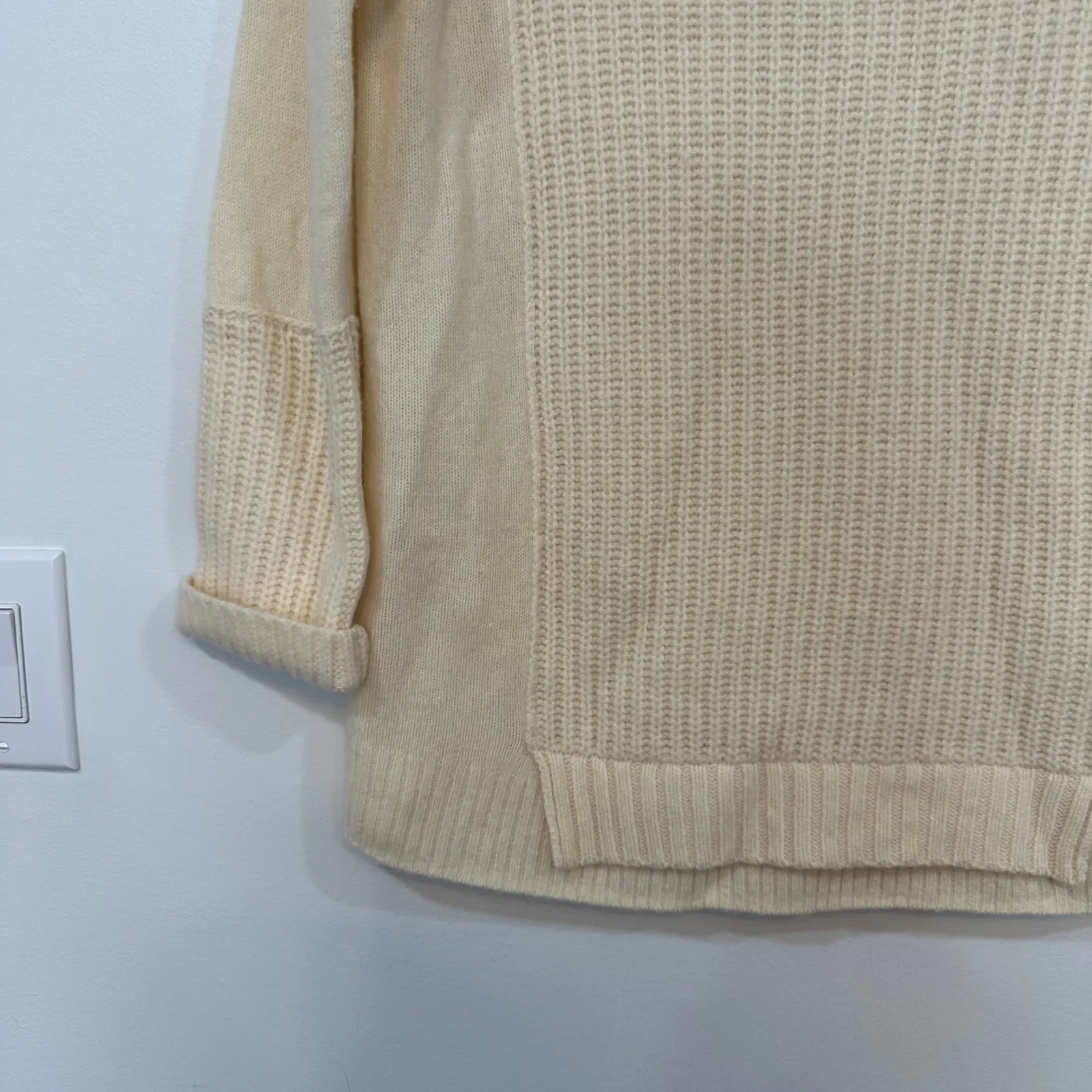 J Crew Womens Wool Sweater Small Rolled Neck Ivory Long Line Capsule Turtleneck - Image 4