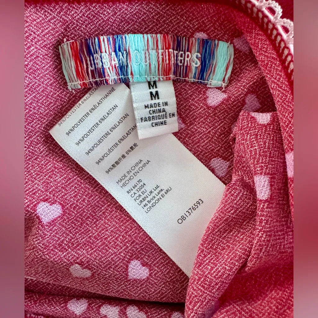 Urban Outfitters Red Heart Print Mini Skirt Ruched Wrap Style Bodycon M - Image 10