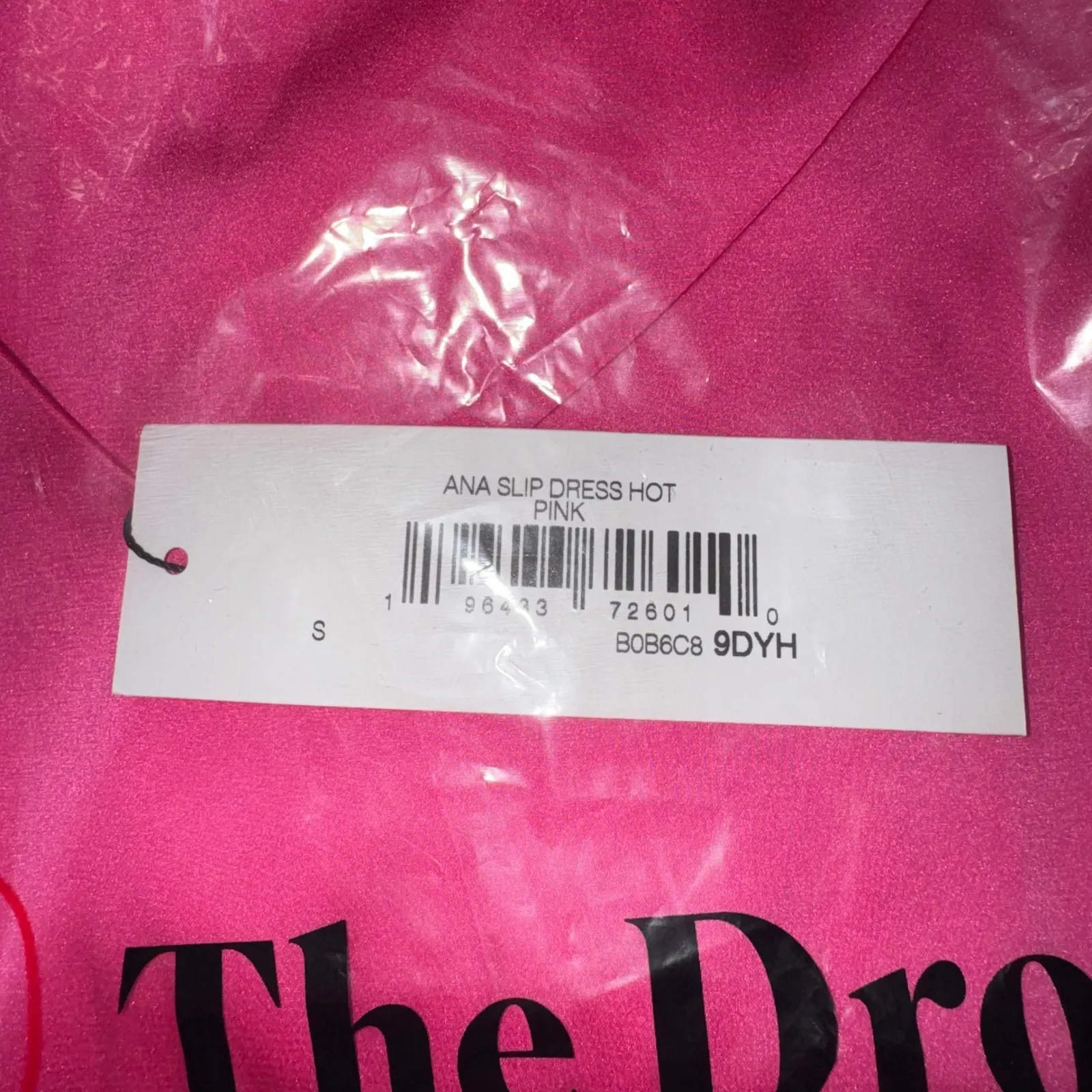 The Drop Ana Slip Dress Hot Pink Satin Midi V Neck Spaghetti Straps Size S - Image 6