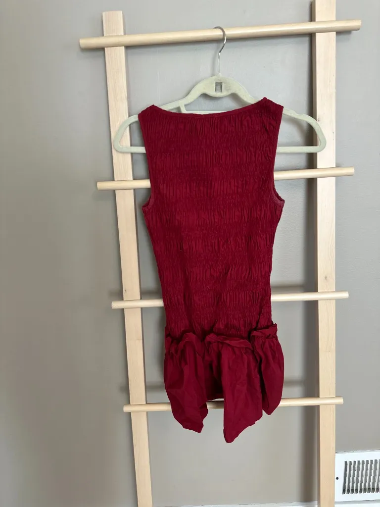 Peppermayo Exclusive - Garden Kisses Shirred Mini Dress - Maroon - Image 5