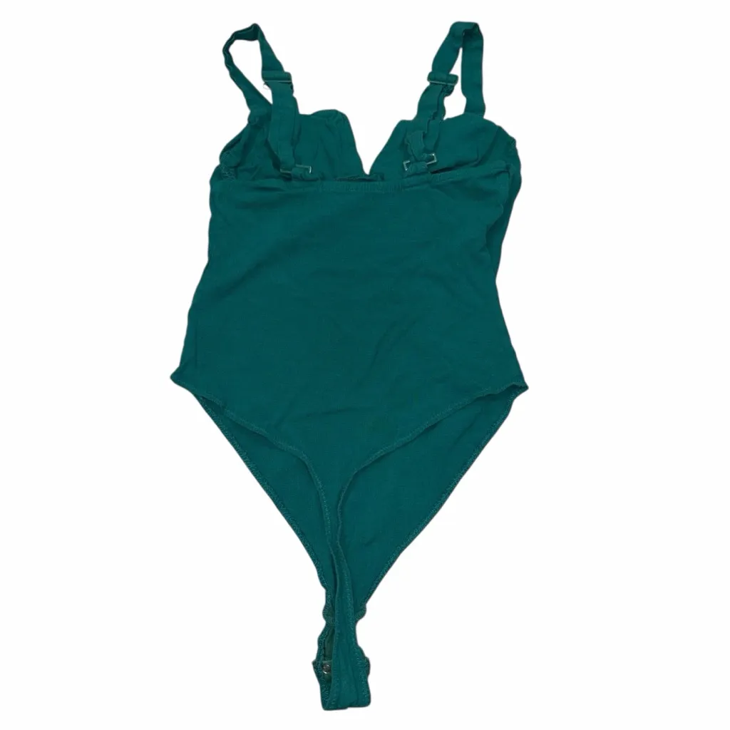Free People Emerald Green Pippa V Wire Thong Bodysuit size Small - Image 6