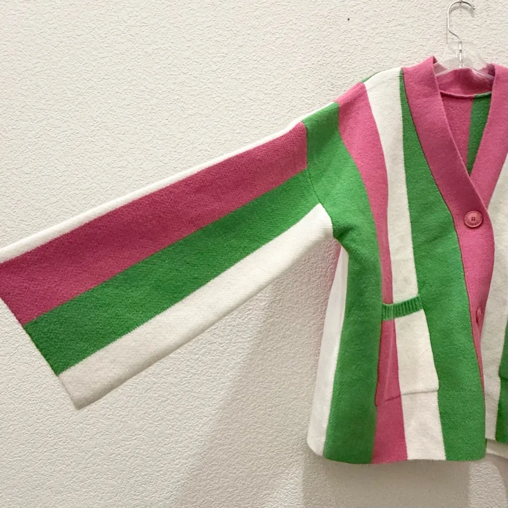 Green Pink & White Stripes Color - Image 9