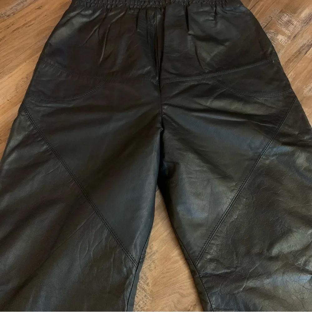Vintage 80s/90s Peorgee Sport Black Leather High Waist Pants Size 4 26 - Image 4